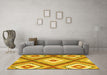 Machine Washable Southwestern Yellow Country Rug in a Living Room, wshcon2081yw