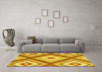 Machine Washable Southwestern Yellow Country Rug, wshcon2081yw