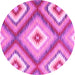 Round Southwestern Pink Country Rug, con2081pnk