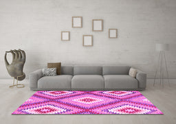 Machine Washable Southwestern Pink Country Rug in a Living Room, wshcon2081pnk