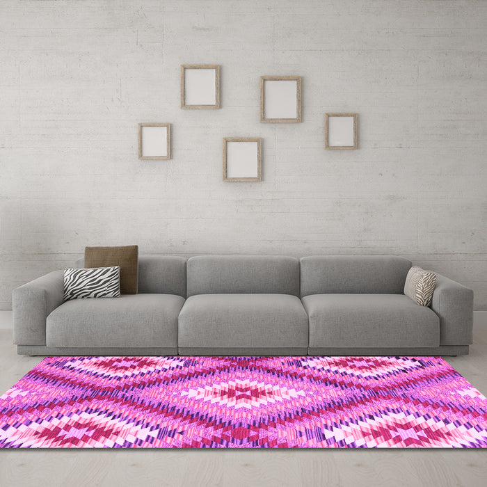 Machine Washable Southwestern Pink Country Rug in a Living Room, wshcon2081pnk