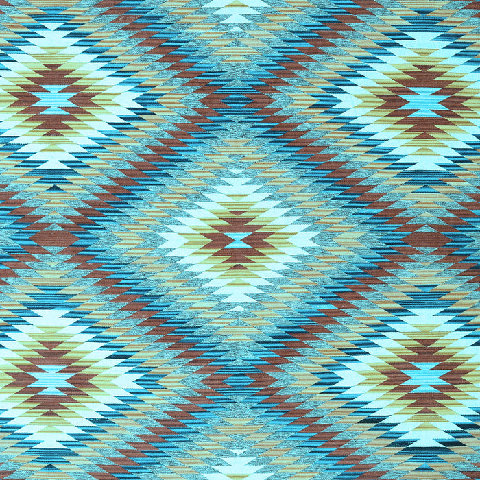 Square Machine Washable Southwestern Light Blue Country Rug, wshcon2081lblu