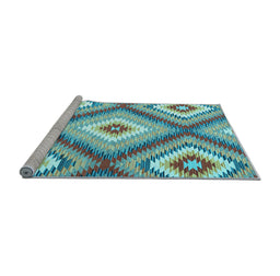 Sideview of Machine Washable Southwestern Light Blue Country Rug, wshcon2081lblu