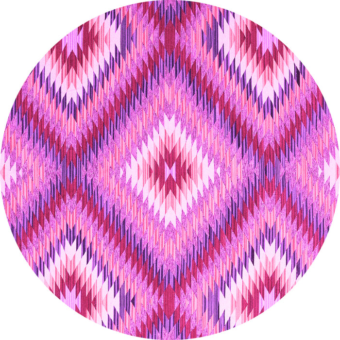 Round Machine Washable Southwestern Pink Country Rug, wshcon2081pnk