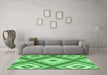 Machine Washable Southwestern Emerald Green Country Area Rugs in a Living Room,, wshcon2081emgrn