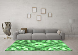 Machine Washable Southwestern Emerald Green Country Area Rugs in a Living Room,, wshcon2081emgrn