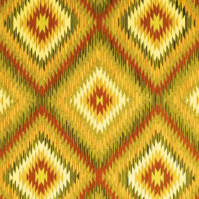 Square Machine Washable Southwestern Yellow Country Rug, wshcon2081yw