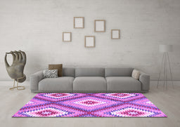 Machine Washable Southwestern Purple Country Area Rugs in a Living Room, wshcon2081pur