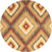 Round Southwestern Brown Country Rug, con2081brn