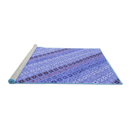 Sideview of Machine Washable Southwestern Blue Country Rug, wshcon2082blu