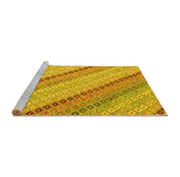 Sideview of Machine Washable Southwestern Yellow Country Rug, wshcon2082yw