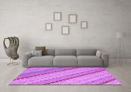 Machine Washable Southwestern Purple Country Area Rugs in a Living Room, wshcon2082pur
