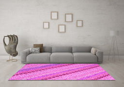 Machine Washable Southwestern Pink Country Rug in a Living Room, wshcon2082pnk