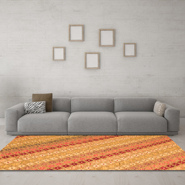 Machine Washable Southwestern Orange Country Area Rugs in a Living Room, wshcon2082org