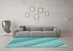 Machine Washable Southwestern Light Blue Country Rug in a Living Room, wshcon2082lblu