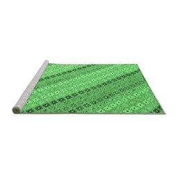 Sideview of Machine Washable Southwestern Emerald Green Country Area Rugs, wshcon2082emgrn