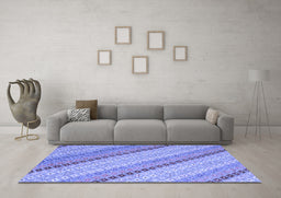 Machine Washable Southwestern Blue Country Rug in a Living Room, wshcon2082blu