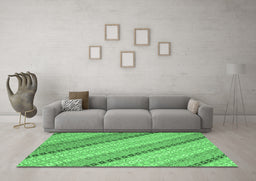 Machine Washable Southwestern Emerald Green Country Area Rugs in a Living Room,, wshcon2082emgrn
