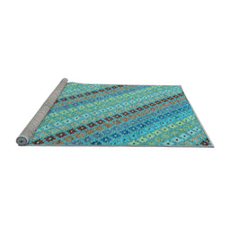 Sideview of Machine Washable Southwestern Light Blue Country Rug, wshcon2082lblu