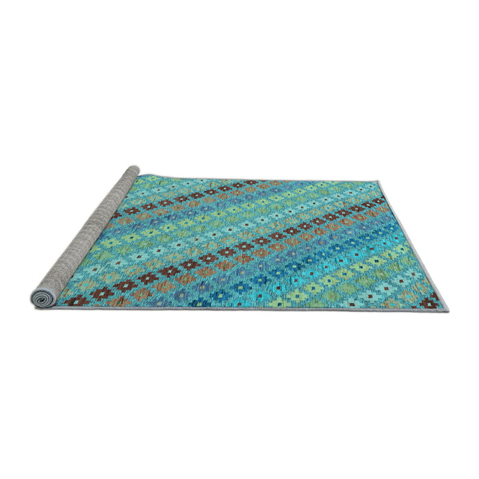 Sideview of Machine Washable Southwestern Light Blue Country Rug, wshcon2082lblu