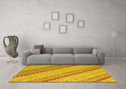 Machine Washable Southwestern Yellow Country Rug in a Living Room, wshcon2082yw