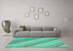 Machine Washable Southwestern Turquoise Country Area Rugs in a Living Room,, wshcon2082turq