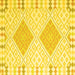 Square Machine Washable Southwestern Yellow Country Rug, wshcon2083yw