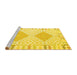 Sideview of Machine Washable Southwestern Yellow Country Rug, wshcon2083yw