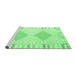 Sideview of Machine Washable Southwestern Emerald Green Country Area Rugs, wshcon2083emgrn