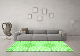 Machine Washable Southwestern Green Country Area Rugs in a Living Room,, wshcon2083grn