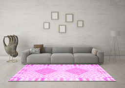 Machine Washable Southwestern Pink Country Rug in a Living Room, wshcon2083pnk