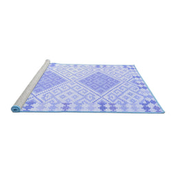 Sideview of Machine Washable Southwestern Blue Country Rug, wshcon2083blu