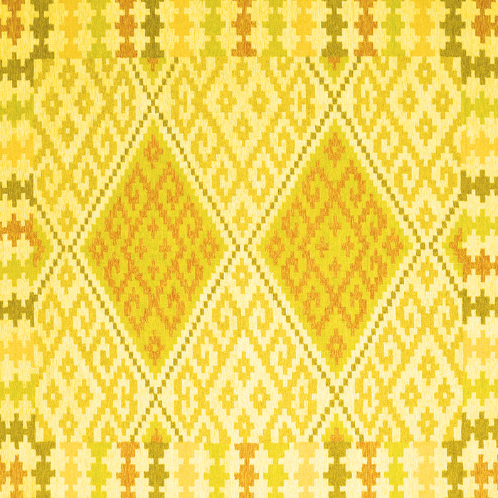 Square Southwestern Yellow Country Rug, con2083yw
