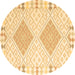 Round Southwestern Brown Country Rug, con2083brn