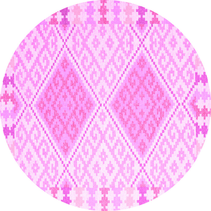Round Southwestern Pink Country Rug, con2083pnk
