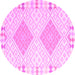 Round Southwestern Pink Country Rug, con2083pnk