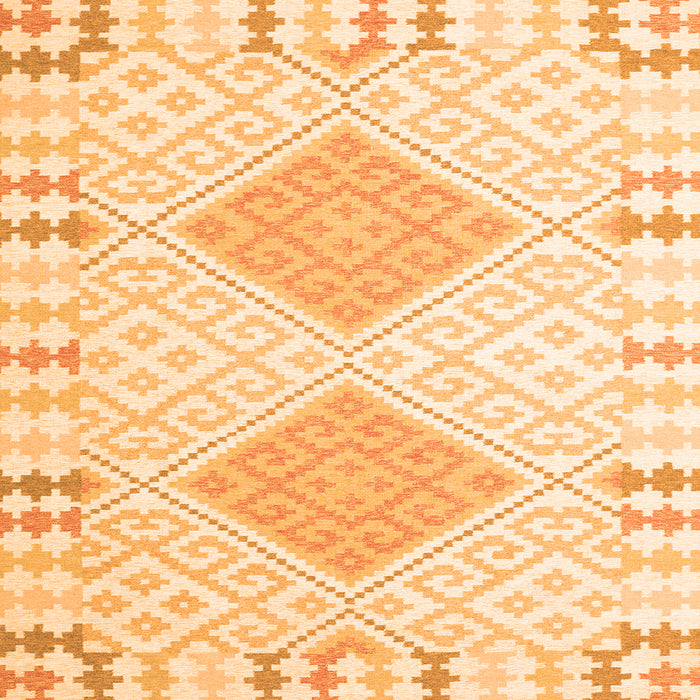 Round Machine Washable Southwestern Orange Country Area Rugs, wshcon2083org