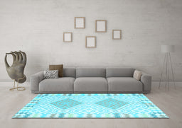 Machine Washable Southwestern Light Blue Country Rug in a Living Room, wshcon2083lblu