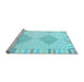 Sideview of Machine Washable Southwestern Light Blue Country Rug, wshcon2083lblu