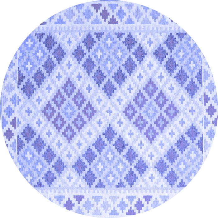 Round Southwestern Blue Country Rug, con2084blu