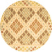 Round Southwestern Brown Country Rug, con2084brn