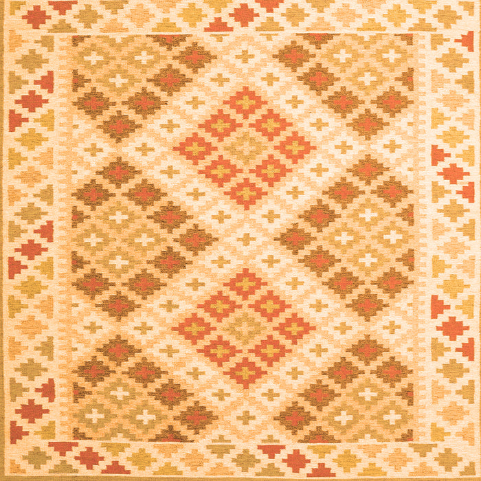 Round Machine Washable Southwestern Orange Country Area Rugs, wshcon2084org