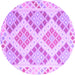 Round Machine Washable Southwestern Purple Country Area Rugs, wshcon2084pur