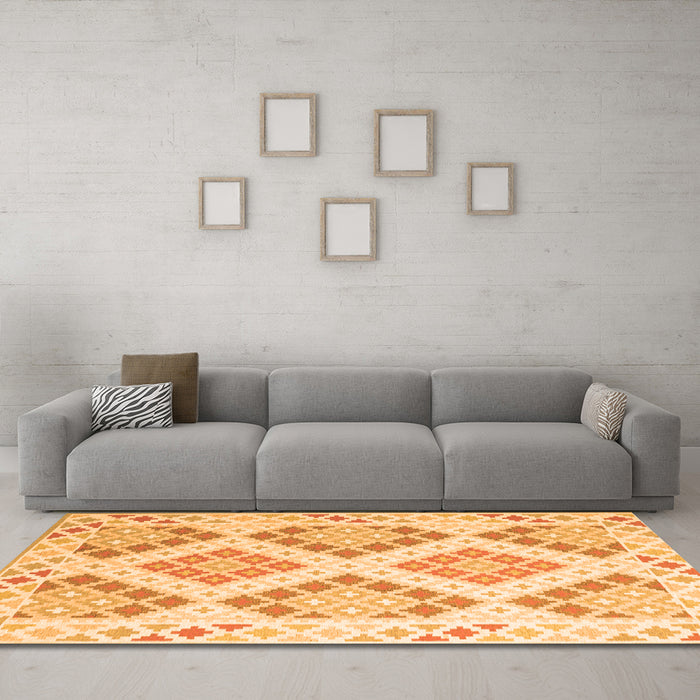 Machine Washable Southwestern Orange Country Area Rugs in a Living Room, wshcon2084org