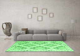 Machine Washable Southwestern Emerald Green Country Area Rugs in a Living Room,, wshcon2084emgrn