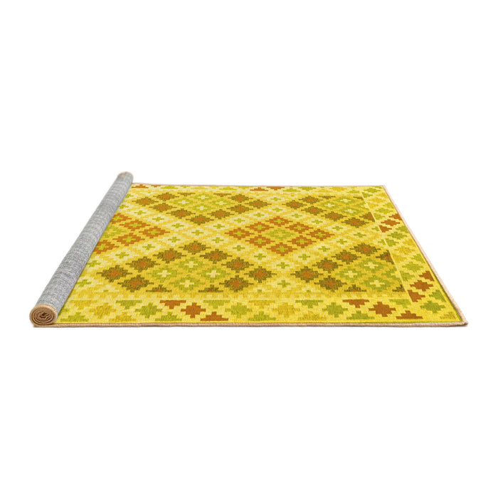 Sideview of Machine Washable Southwestern Yellow Country Rug, wshcon2084yw