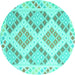 Round Southwestern Turquoise Country Rug, con2084turq