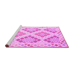Sideview of Machine Washable Southwestern Pink Country Rug, wshcon2084pnk