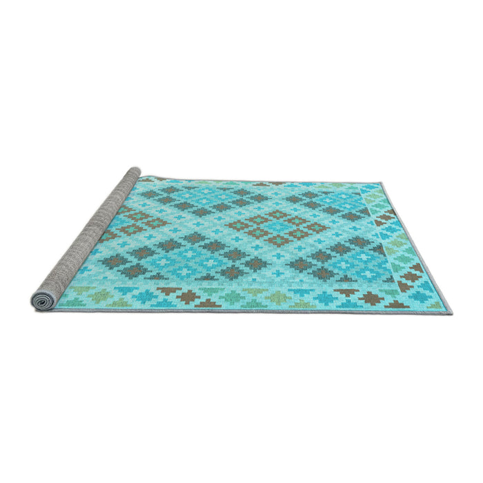 Sideview of Machine Washable Southwestern Light Blue Country Rug, wshcon2084lblu