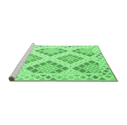 Sideview of Machine Washable Southwestern Emerald Green Country Area Rugs, wshcon2084emgrn